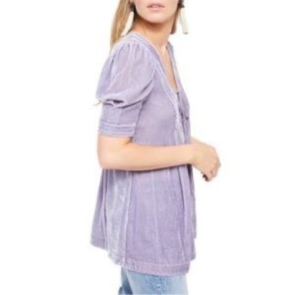 Free People Adele Velvet Tunic Lilac Top Size Medium - Picture 9 of 14